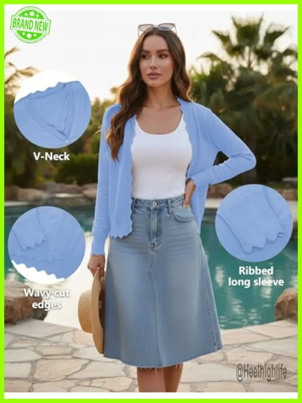 Women's V-Neck Cardigan Long Sleeve Button Lightweight Knitted Sweater